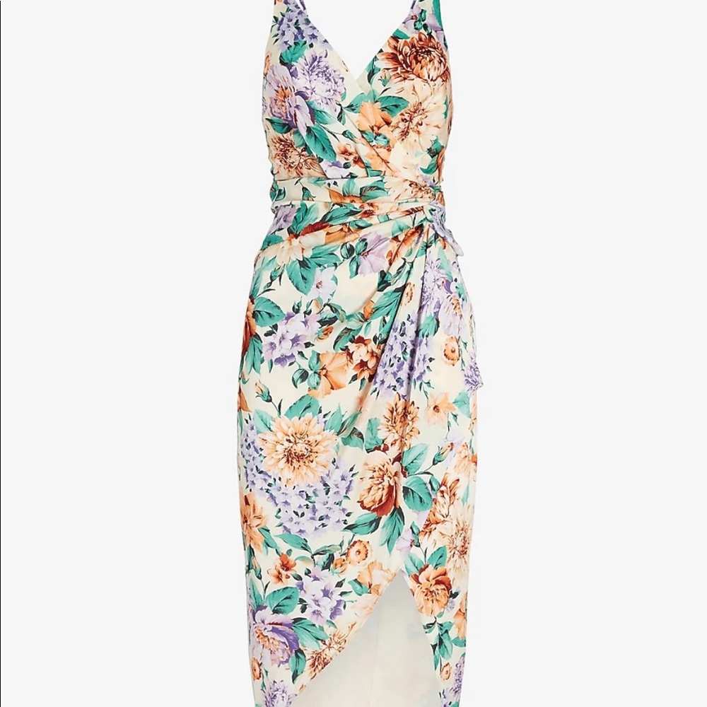 Express floral satin twist dress NWT